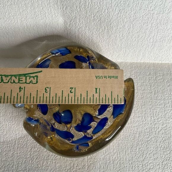 Vintage 1950s Vibrant Cobalt Blue and Gold Murano Ashtray Bowl by Barovier and T - Picture 8 of 11